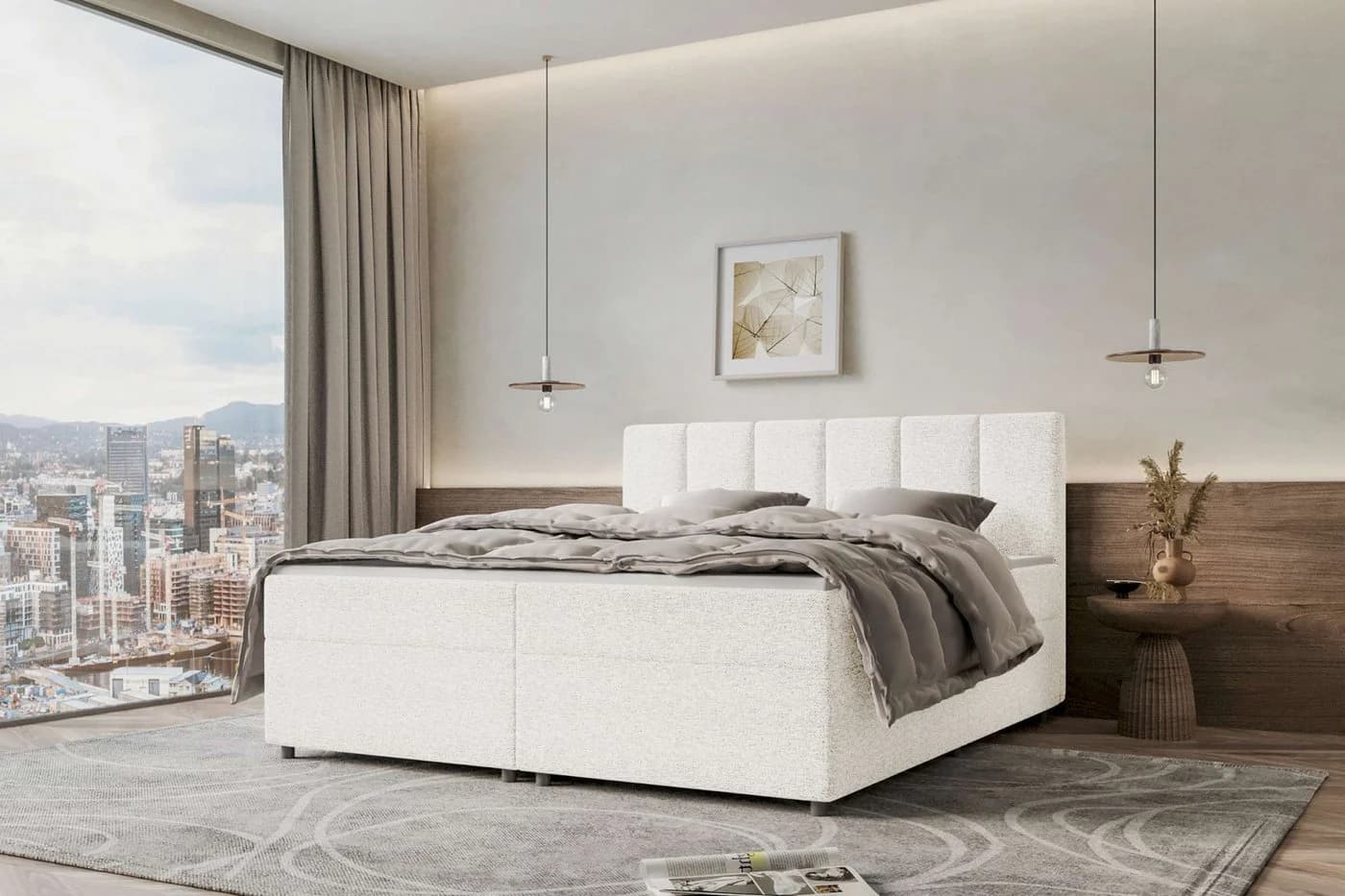 99rooms Boxspringbett Bergamo Weiß mit Topper - Bild 2