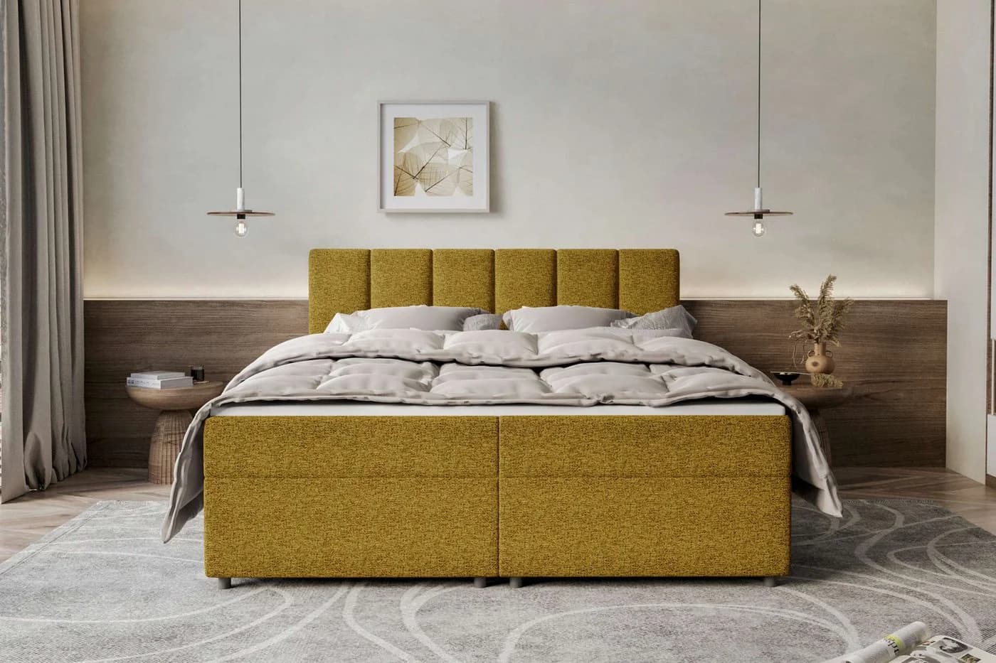 99rooms Boxspringbett Bergamo Modern Polyester