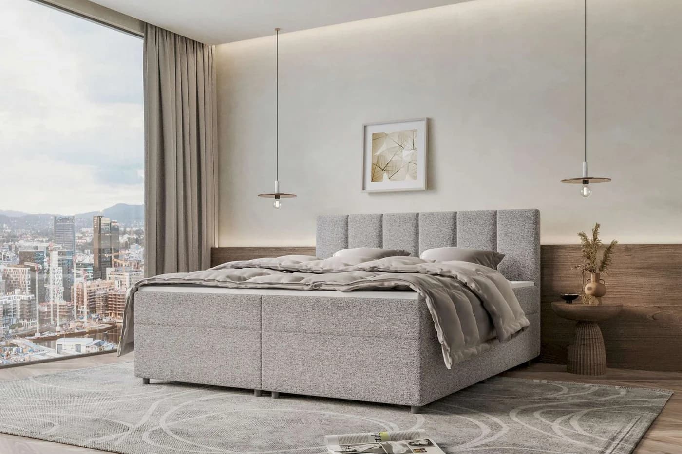 99rooms Boxspringbett Bergamo mit Topper Hellgrau Modern - Bild 2