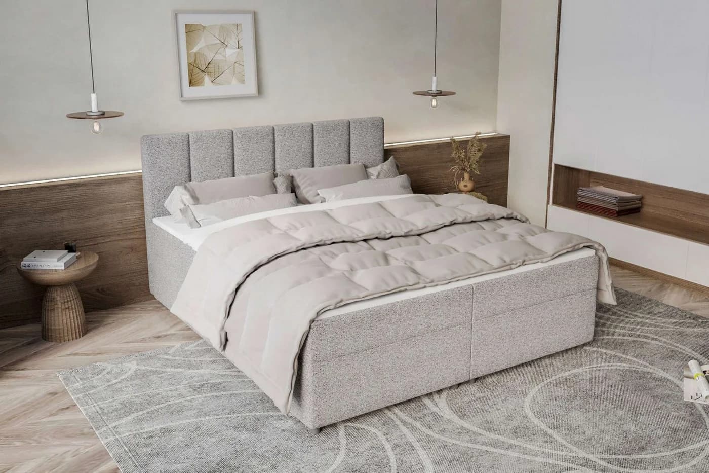 99rooms Boxspringbett Bergamo Hellgrau mit Topper - Bild 3