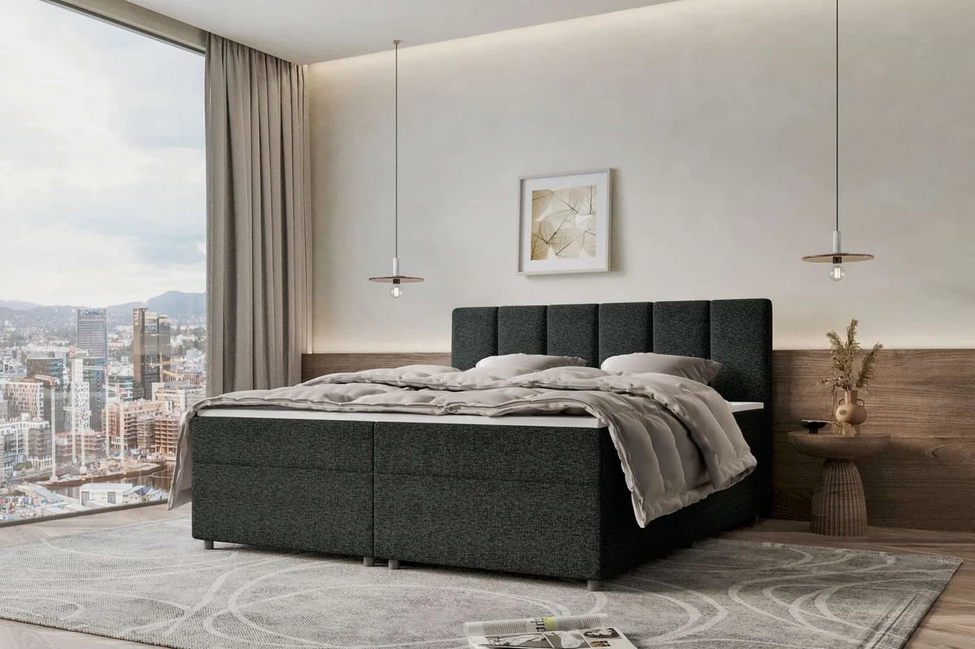 99rooms Boxspringbett Bergamo mit Topper Anthrazit - Bild 2
