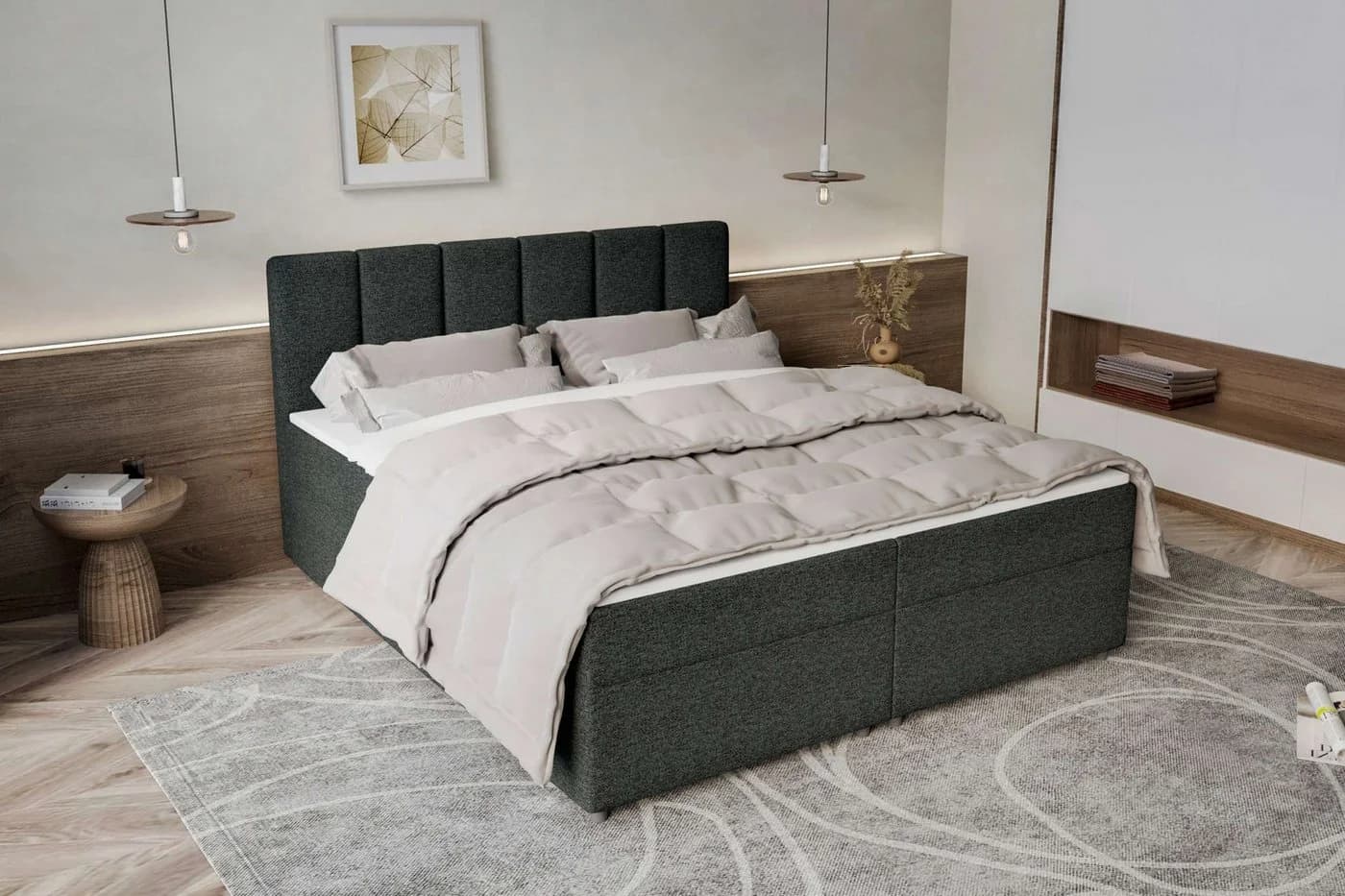 99rooms Boxspringbett Bergamo mit Topper Anthrazit - Bild 3