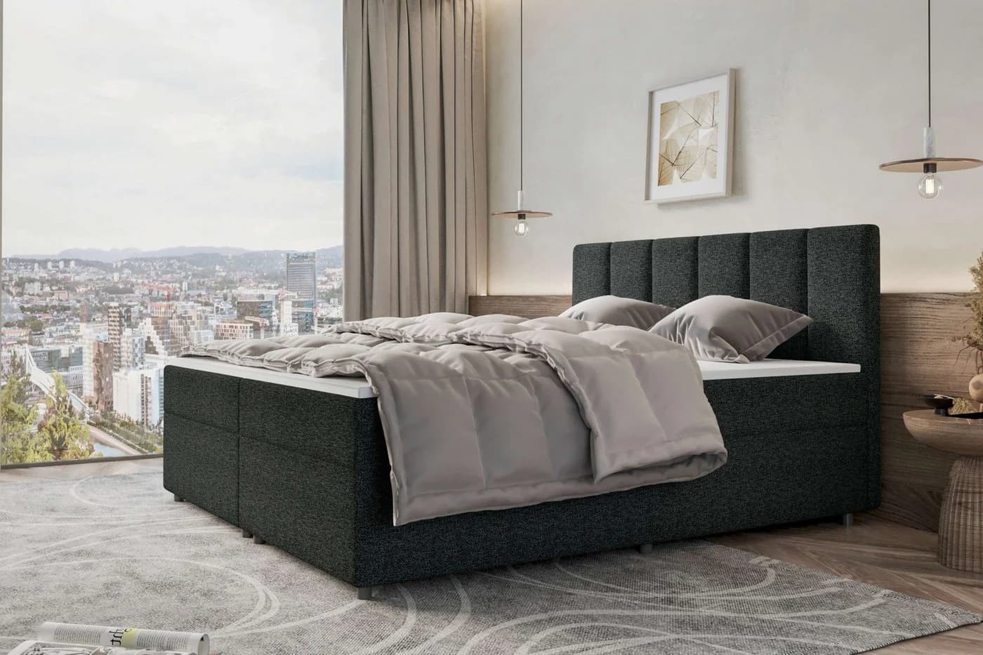99rooms Boxspringbett Bergamo mit Topper Anthrazit - Bild 4