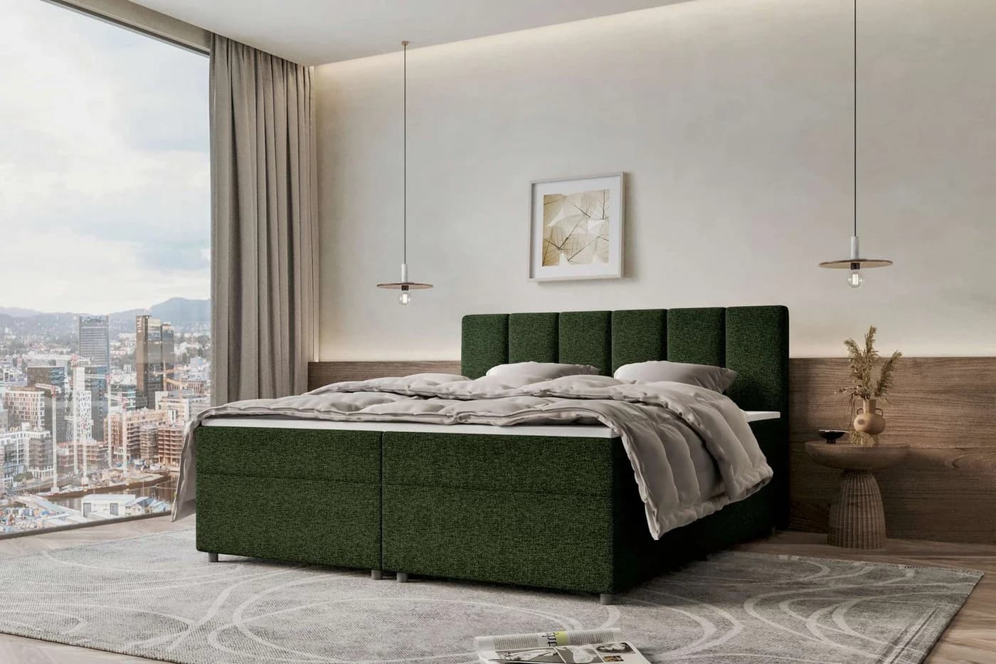 99rooms Boxspringbett Bergamo Dunkelgrün mit Topper - Bild 2