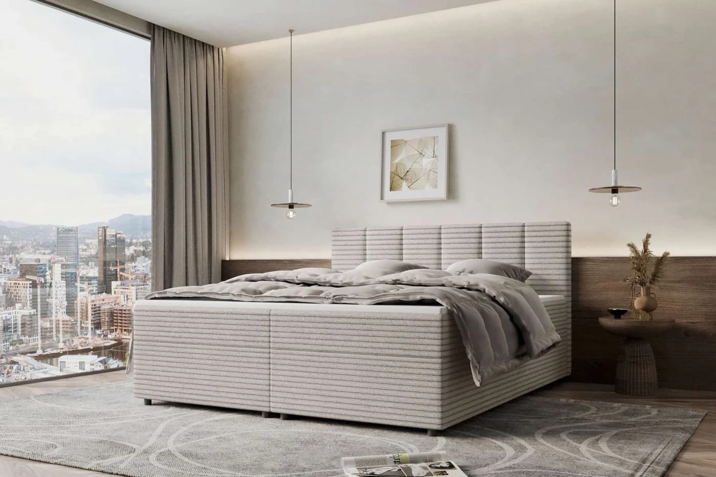 99rooms Boxspringbett Bergamo Beige mit Topper - Bild 2