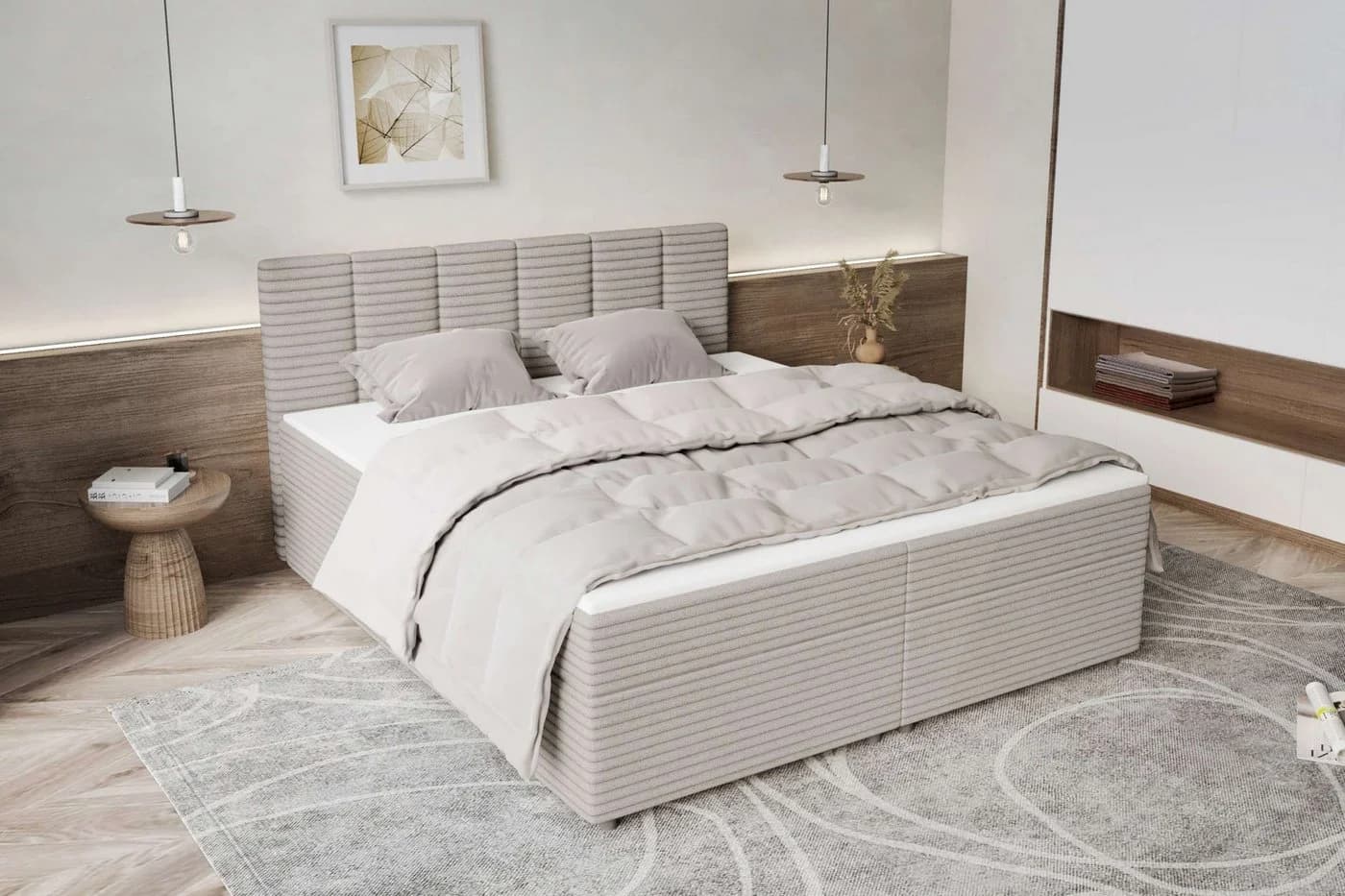 99rooms Boxspringbett Bergamo Beige mit Topper - Bild 3
