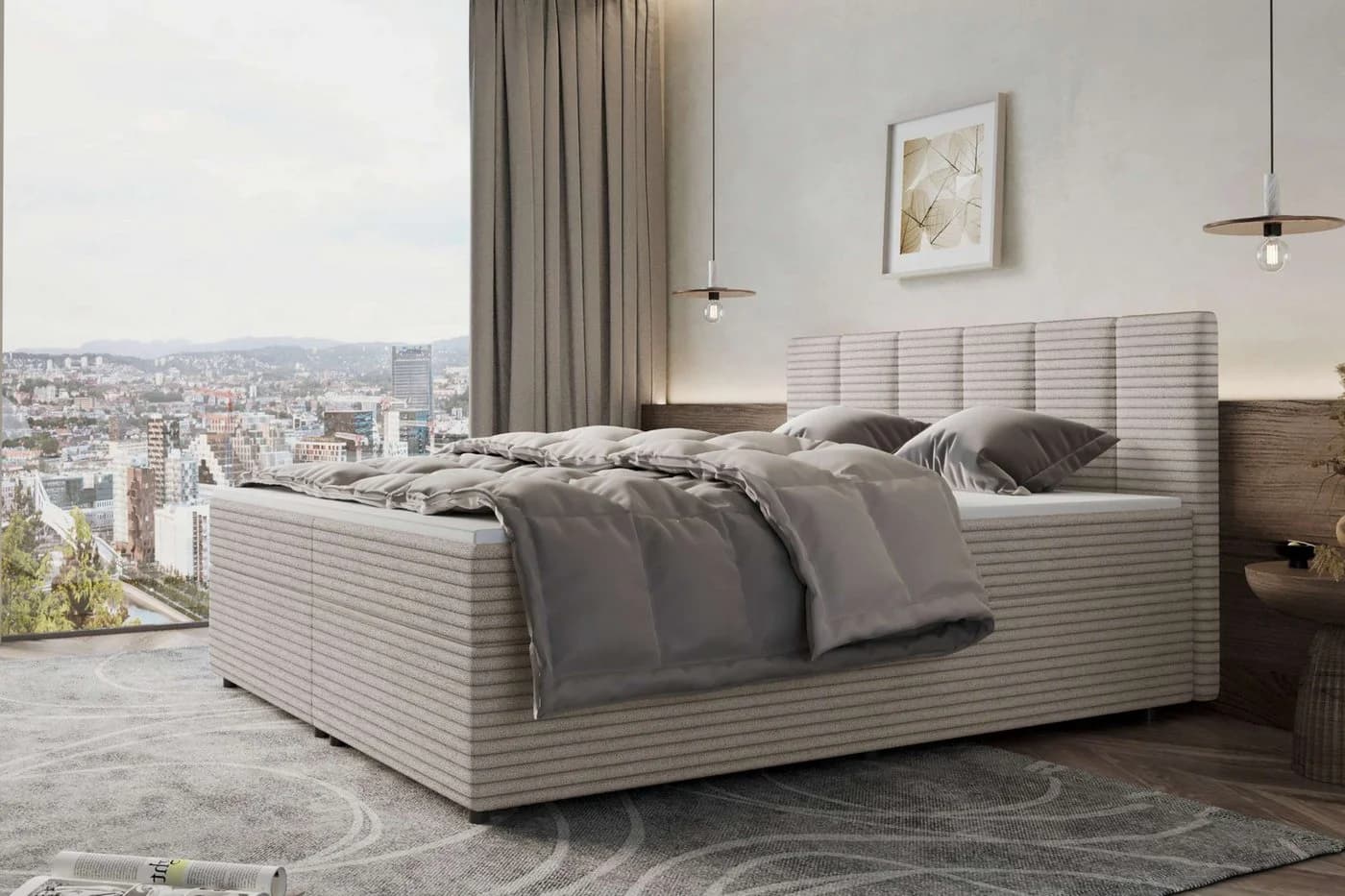 99rooms Boxspringbett Bergamo Beige mit Topper - Bild 4