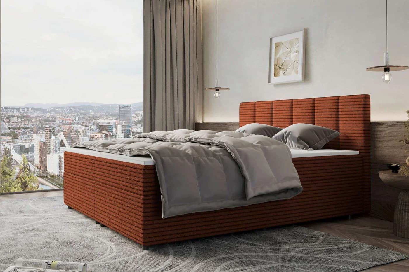 99rooms Boxspringbett Bergamo Cordstoff AMBIENCE mit Topper - Bild 4