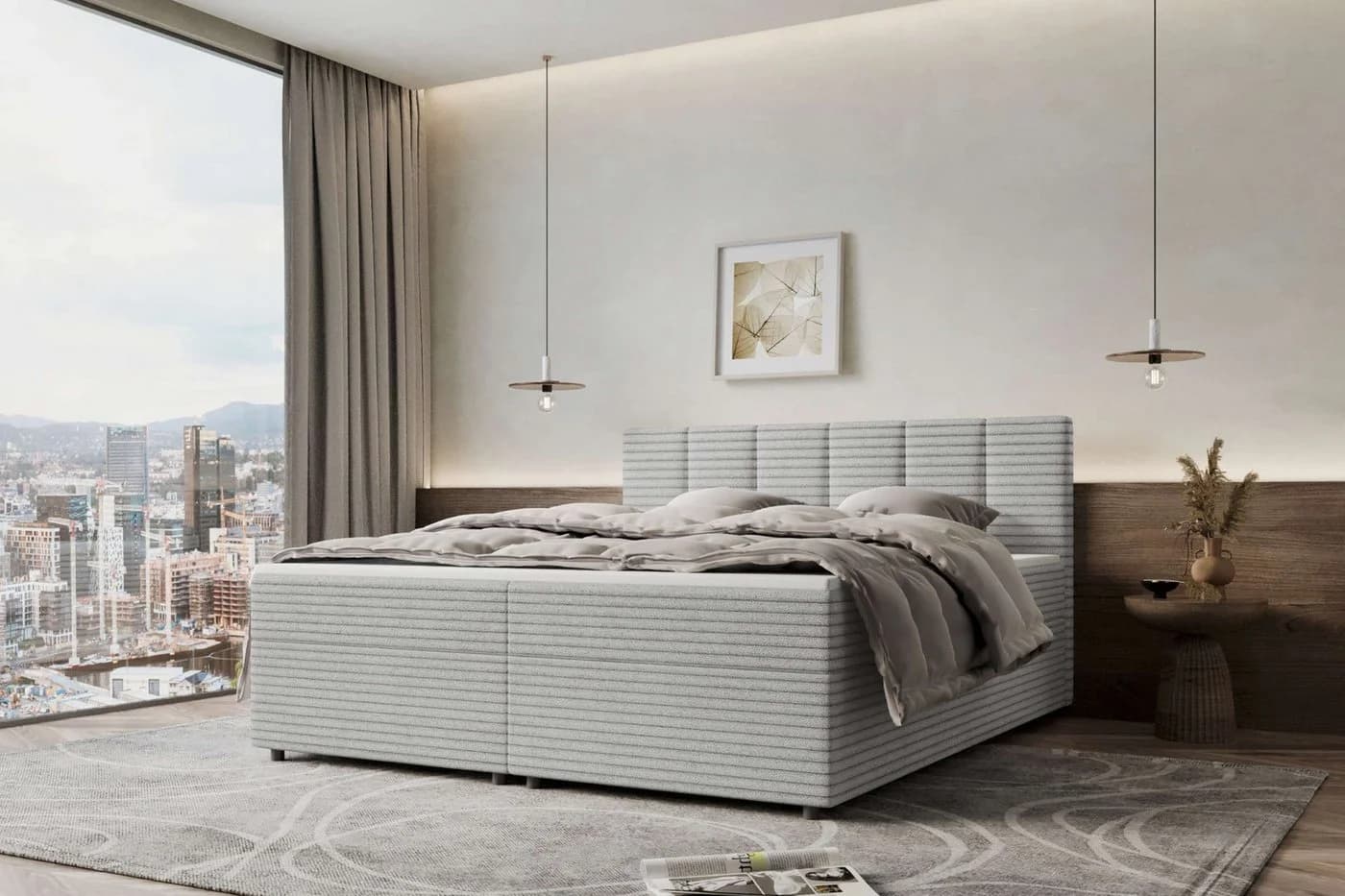 99rooms Boxspringbett Bergamo Hellgrau mit Topper - Bild 2
