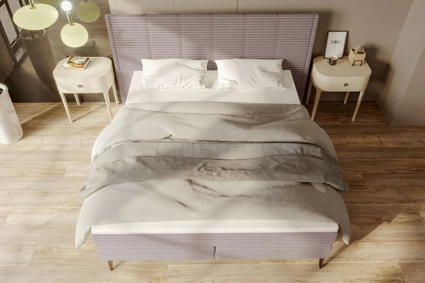 99rooms Boxspringbett Maven Cordstoff Pastellrosa mit Topper - Bild 3