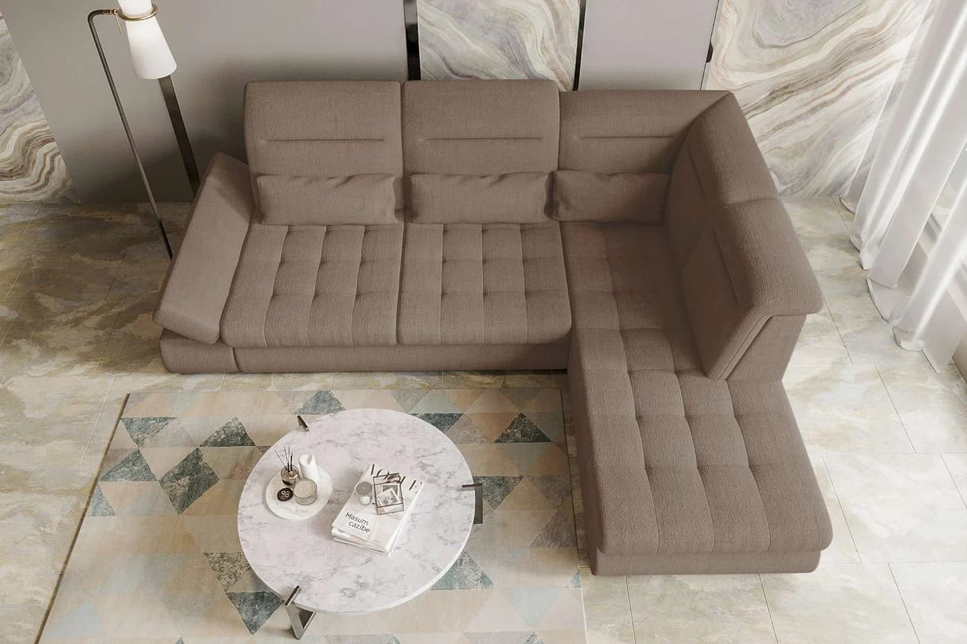 99rooms Ecksofa Toscana L-Form Bettfunktion Velours Antilope - Bild 3