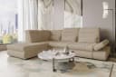 99rooms Ecksofa Toscana L-Form mit Bettfunktion und Velours VOGUE Bezug in Creme Bild 2