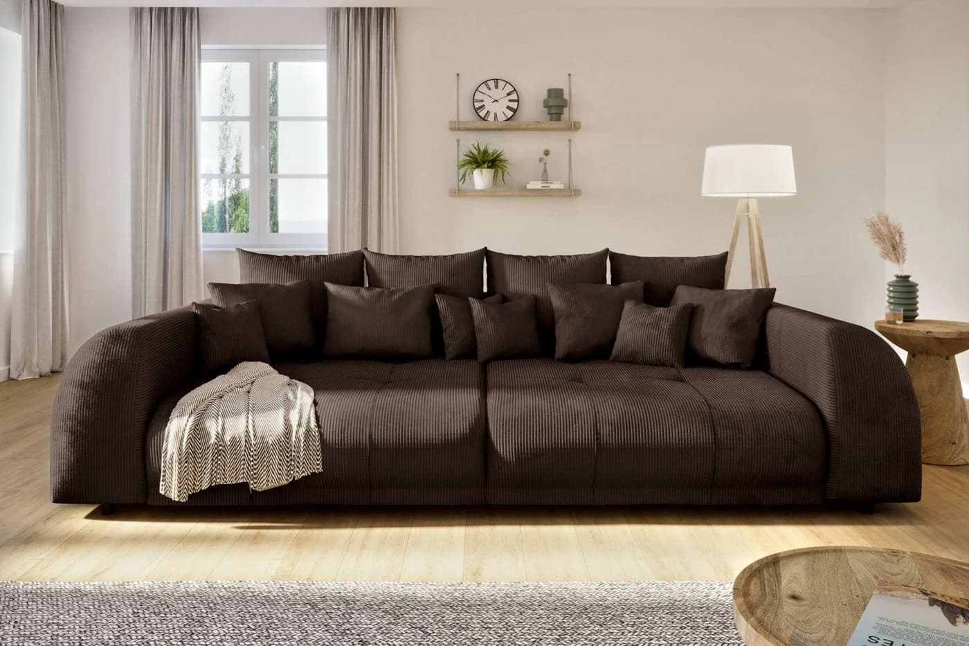 99rooms Big-Sofa Lucca mit Schlaffunktion und Kissenset