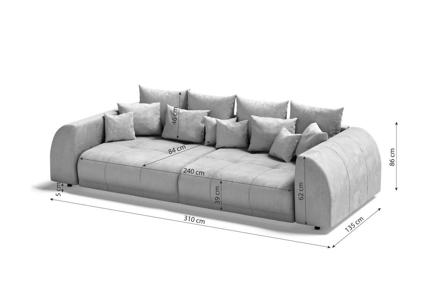 99rooms Big-Sofa Lucca mit Schlaffunktion und Kissenset - Bild 5
