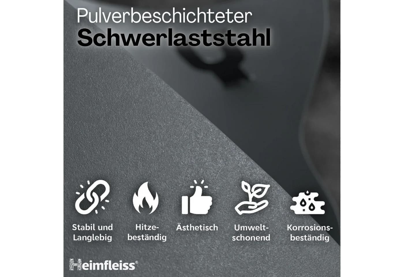Heimfleiss® Kamingarnitur Modernes Kaminbesteck Stahl & Holz Grau - Bild 4