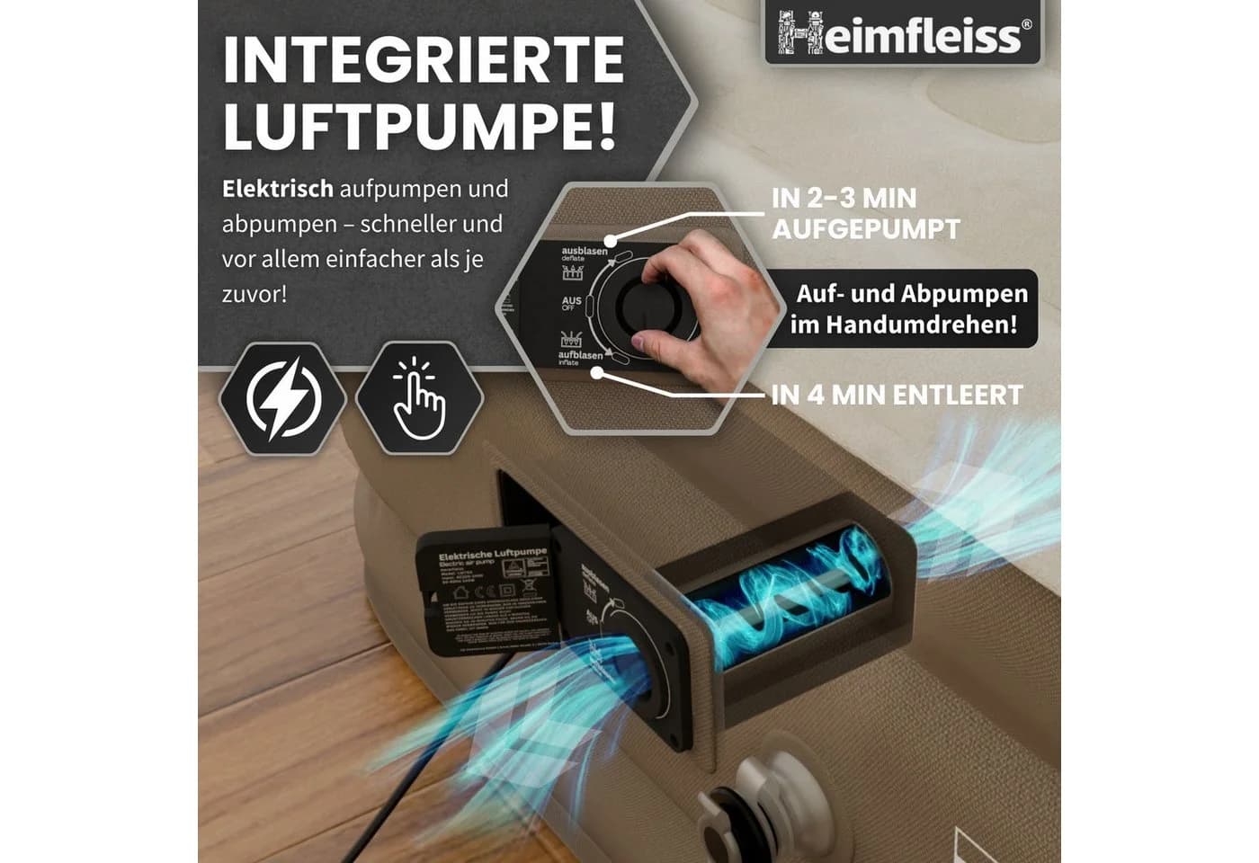 Heimfleiss® Luftmatratze Selbstaufblasend Camping Gästebett