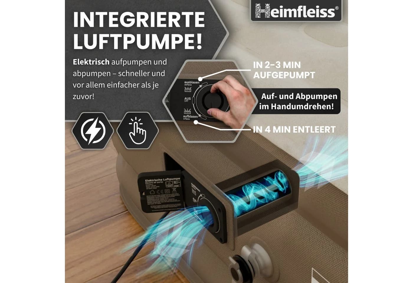 Heimfleiss® Luftmatratze Selbstaufblasend Camping Gästebett