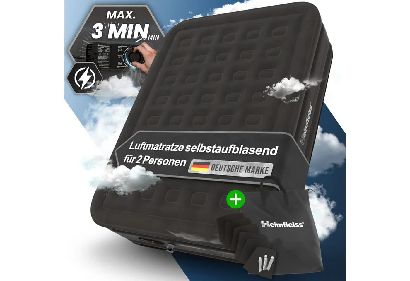 Heimfleiss Luftmatratze Selbstaufblasend Camping Gästebett - Bild 2