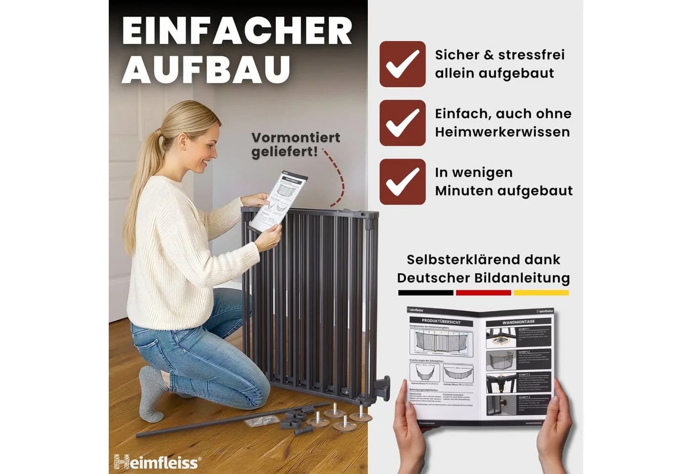Heimfleiss Ofenschutzgitter Anthrazit 5-teilig - Bild 5