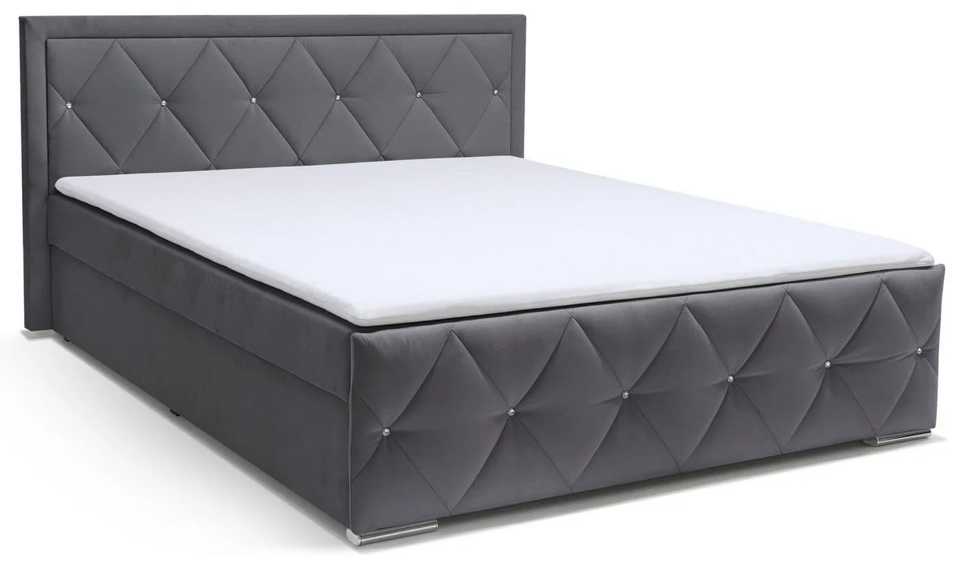 Boxbett HOME AFFAIRE Alfie mit Bettkasten & Matratzen Anthrazit