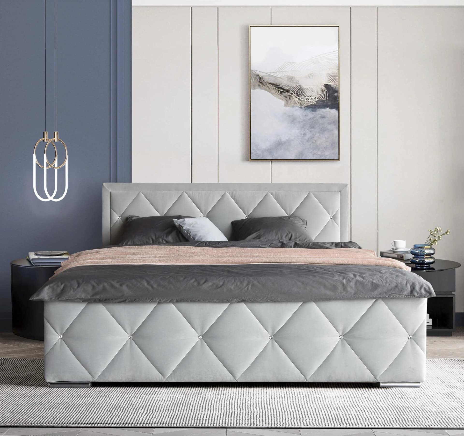 Boxbett HOME AFFAIRE Alfie Komplettbett mit Bettkasten und Matratzen hellgrau