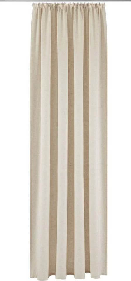 Beige Leinenlook Gardine mit Streifenmuster - Bild 2