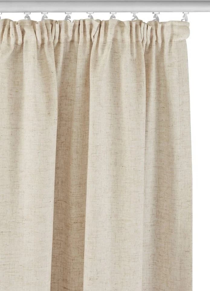 Beige Leinenlook Gardine mit Streifenmuster - Bild 3