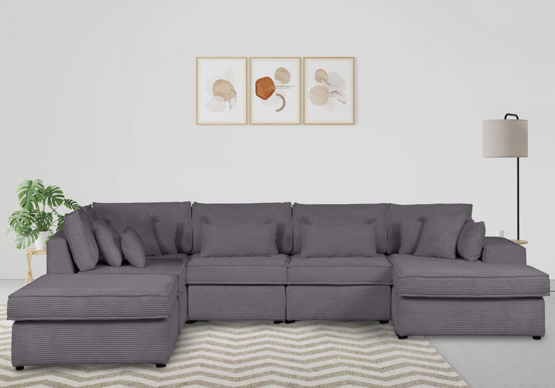 OTTO HOME Wohnlandschaft Enid U-Form Grau 6-teilig