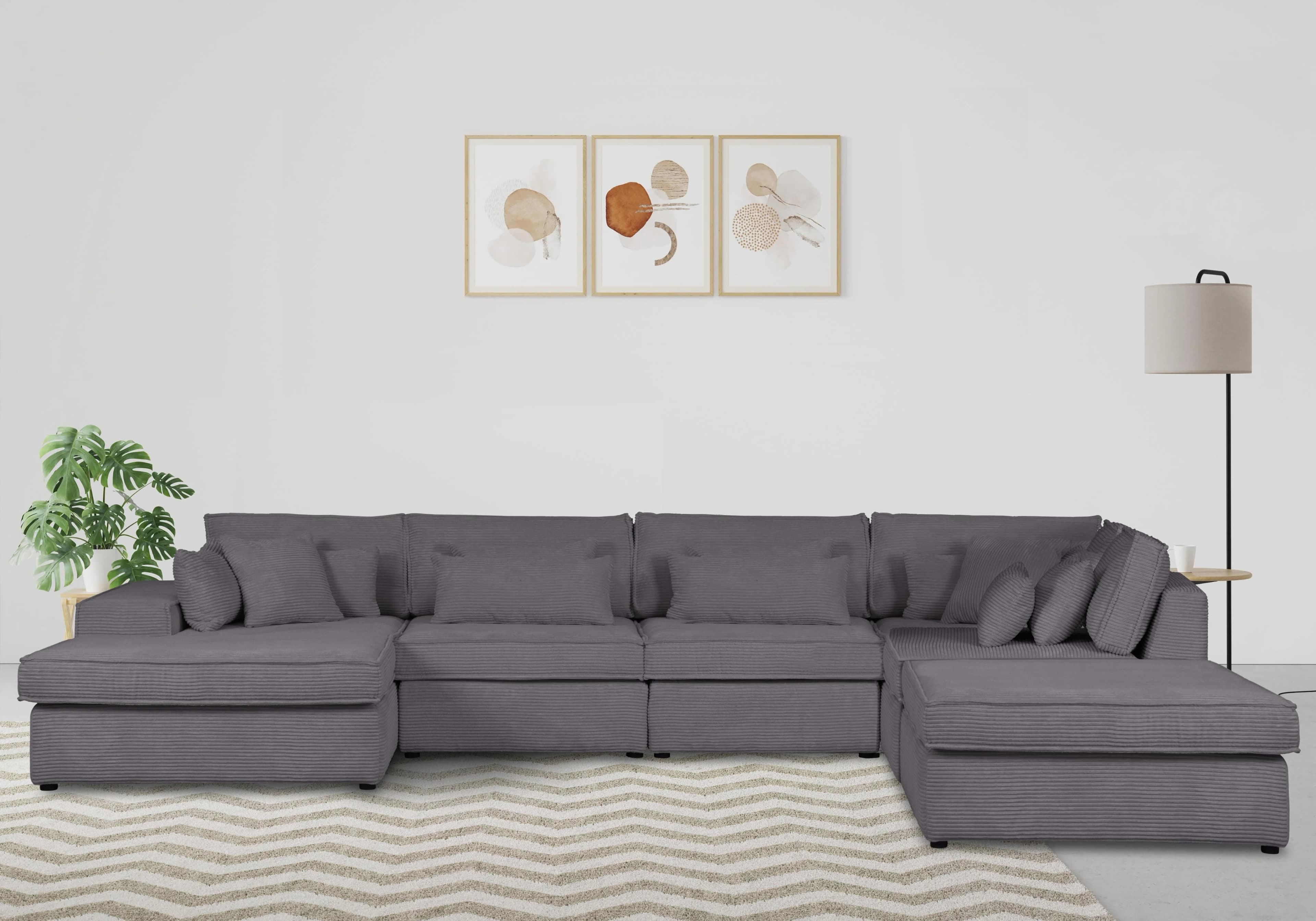 OTTO HOME Wohnlandschaft Enid U-Form Grau 6-tlg. Modul-Set