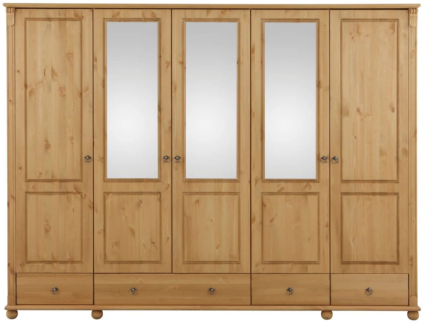 OTTO HOME Kleiderschrank Tessin Massivholz Kiefer Beige mit Spiegel - Bild 4