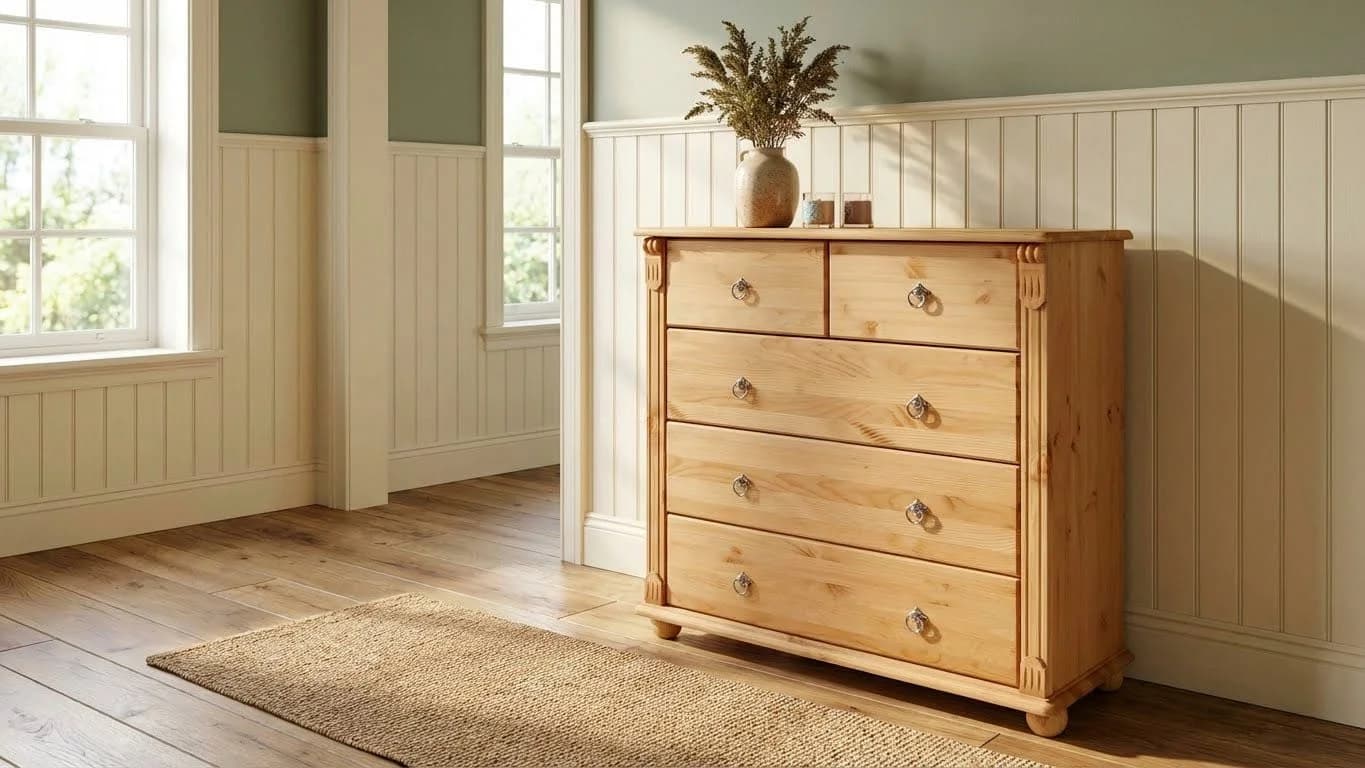 OTTO HOME Kommode Tessin Massivholz Kiefer 5 Schubladen Natur - Bild 2