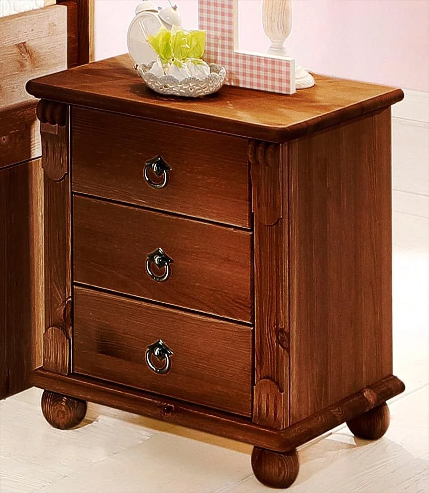 OTTO HOME Nachtkommode Tessin Dunkelbraun Massivholz 3 Schubladen - Bild 3