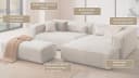LeGer Home Ecksofa PIARA XXL L-Form Beige Cord mit Ottomane Bild 3