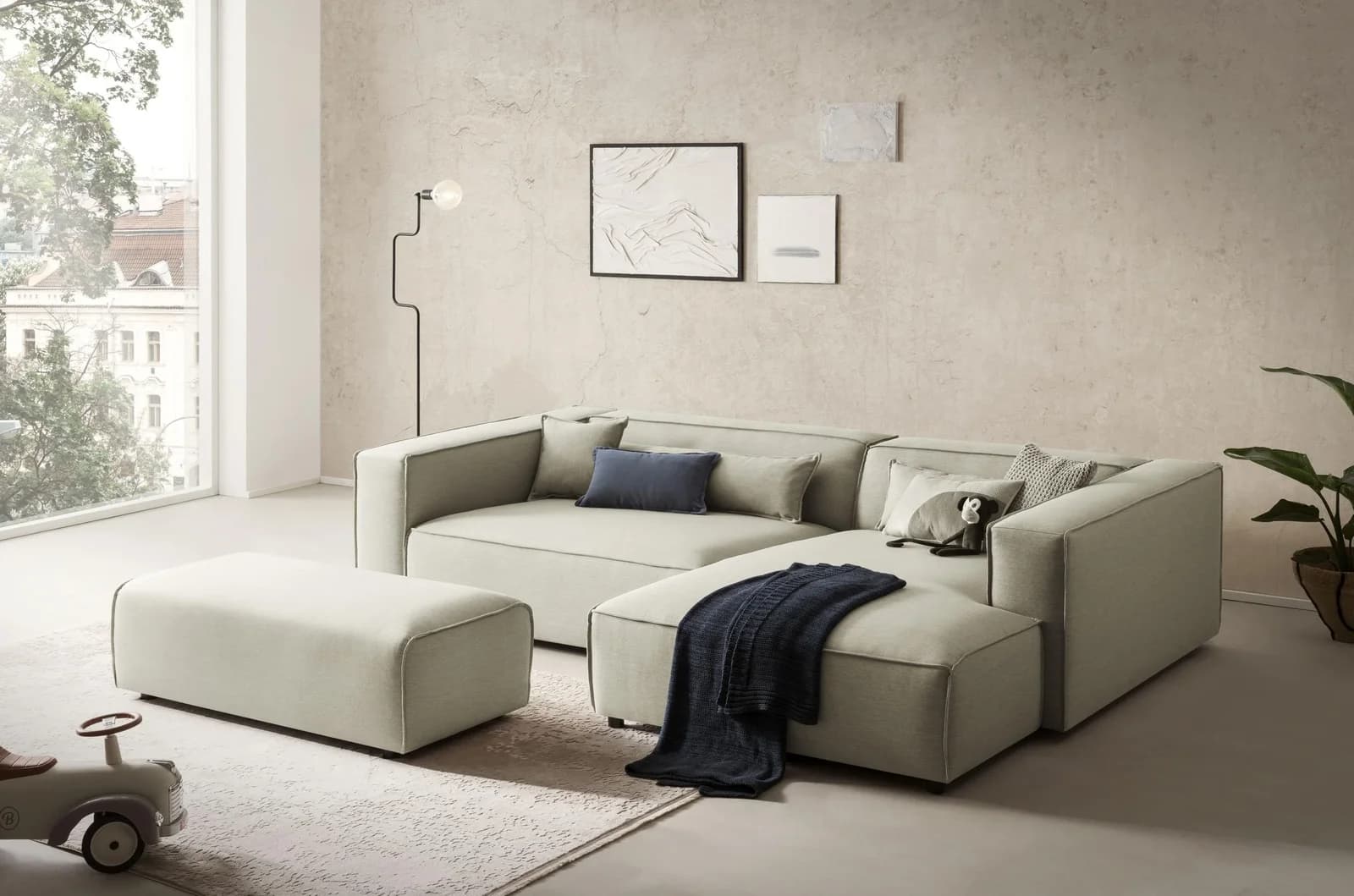 LeGer Home Ecksofa PIARA XXL L-Form mit Schlaffunktion hellgrün