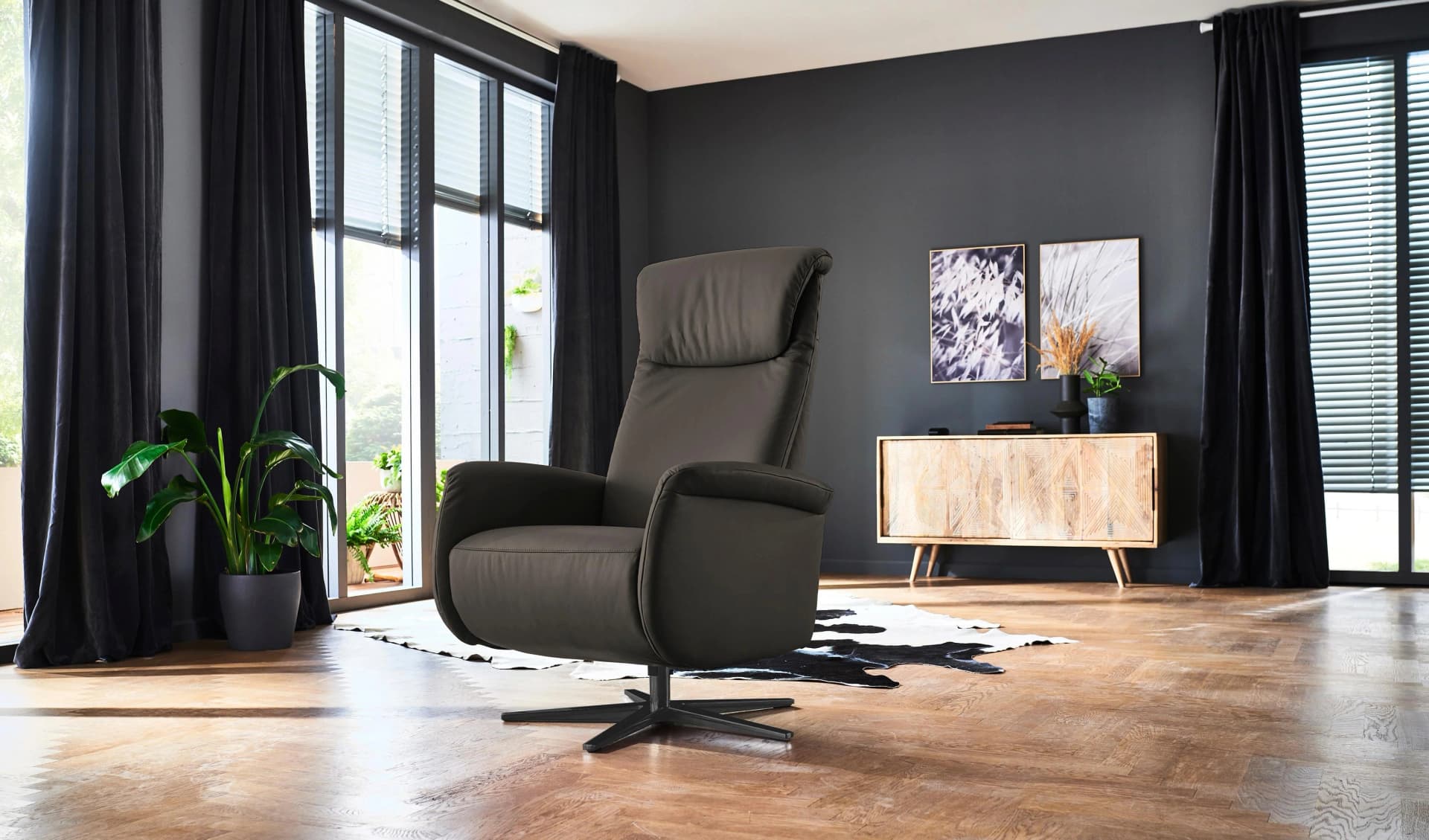 HOME AFFAIRE Relaxsessel Cartore Grau Leder Relaxfunktion