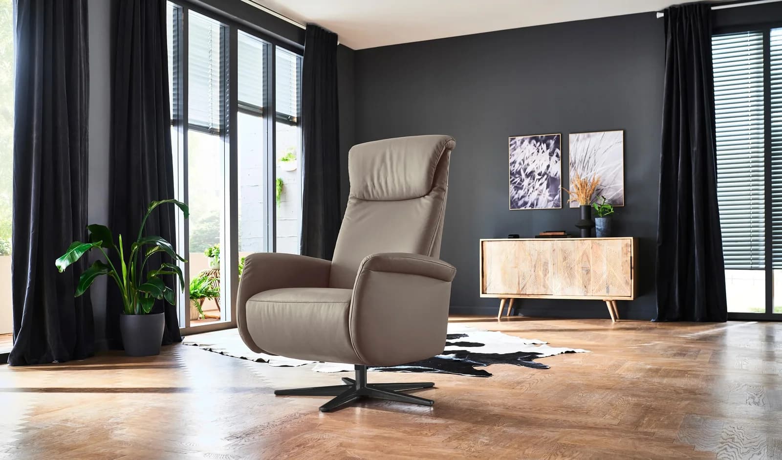 HOME AFFAIRE Cartore Relaxsessel Hellgrau Motorisch Verstellbar
