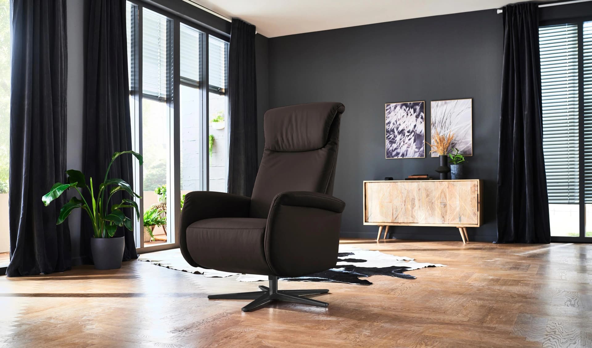 HOME AFFAIRE Cartore Relaxsessel Braun Leder Manuell Verstellbar