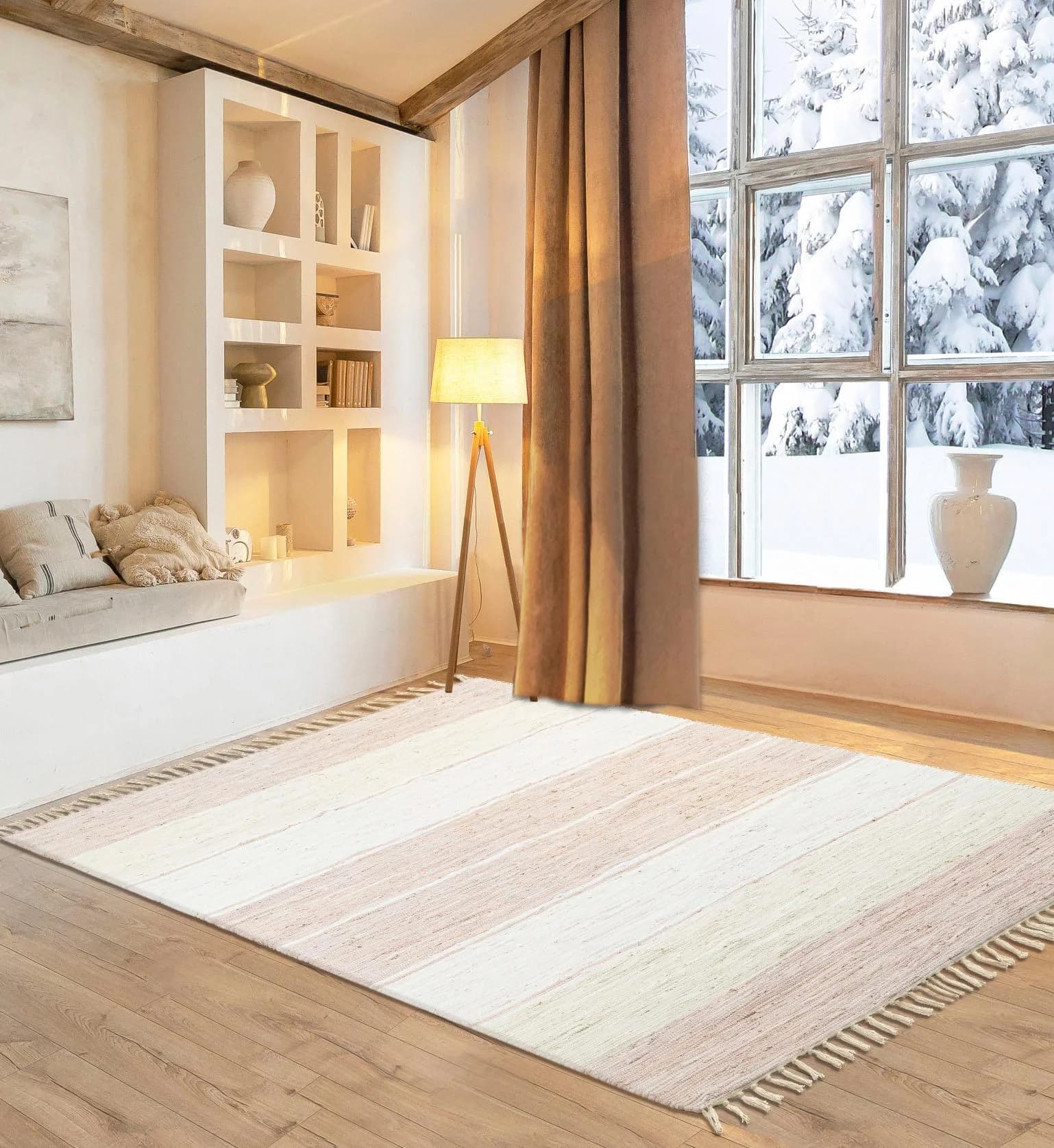 OTTO HOME Teppich Alizee Beige Handgewebt Gestreift