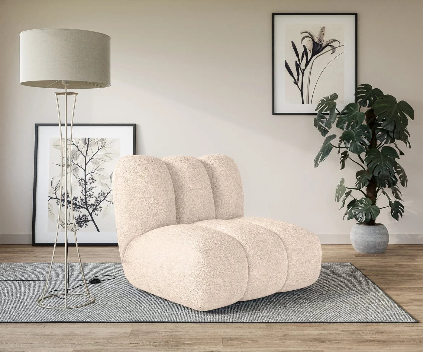 LeGer Home Priya Loungesessel Beige Bouclé Modern - Bild 2