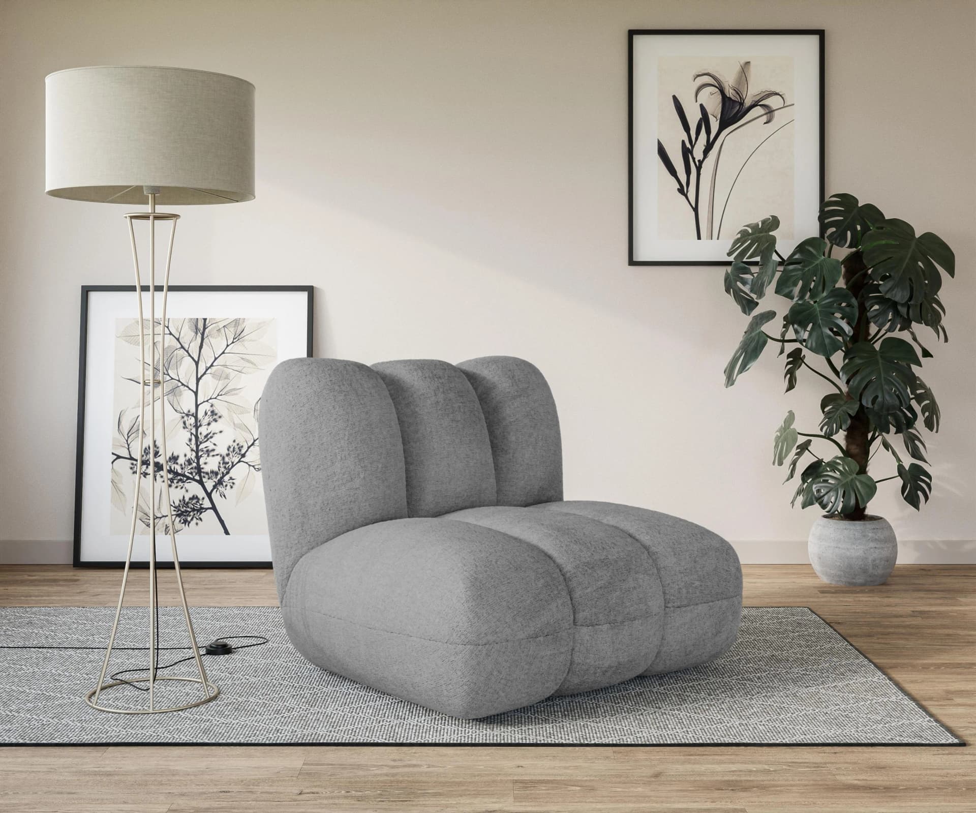 LeGer Home Priya Loungesessel Grau Steppung