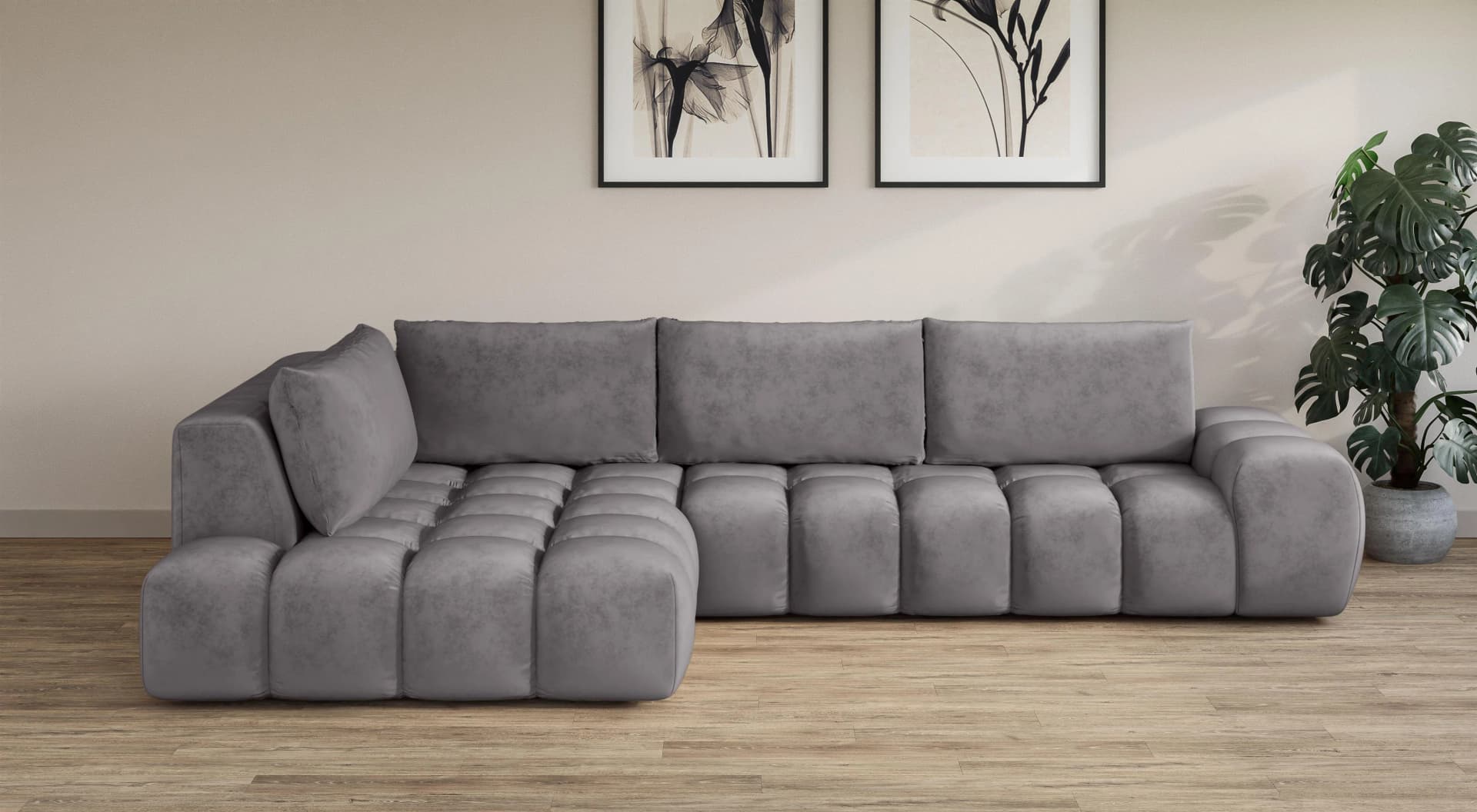 OTTO HOME Ecksofa AZITA L-Form XXL Grau Samtoptik