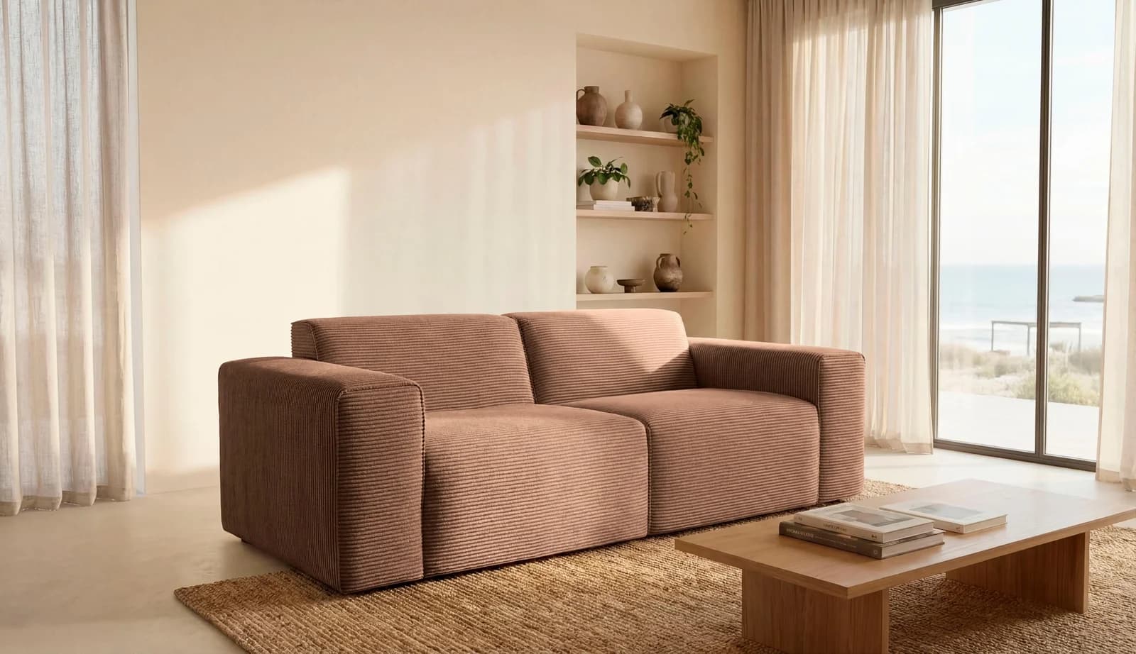 OTTO HOME Clayton Kompaktsofa 2-Sitzer Cord Braun