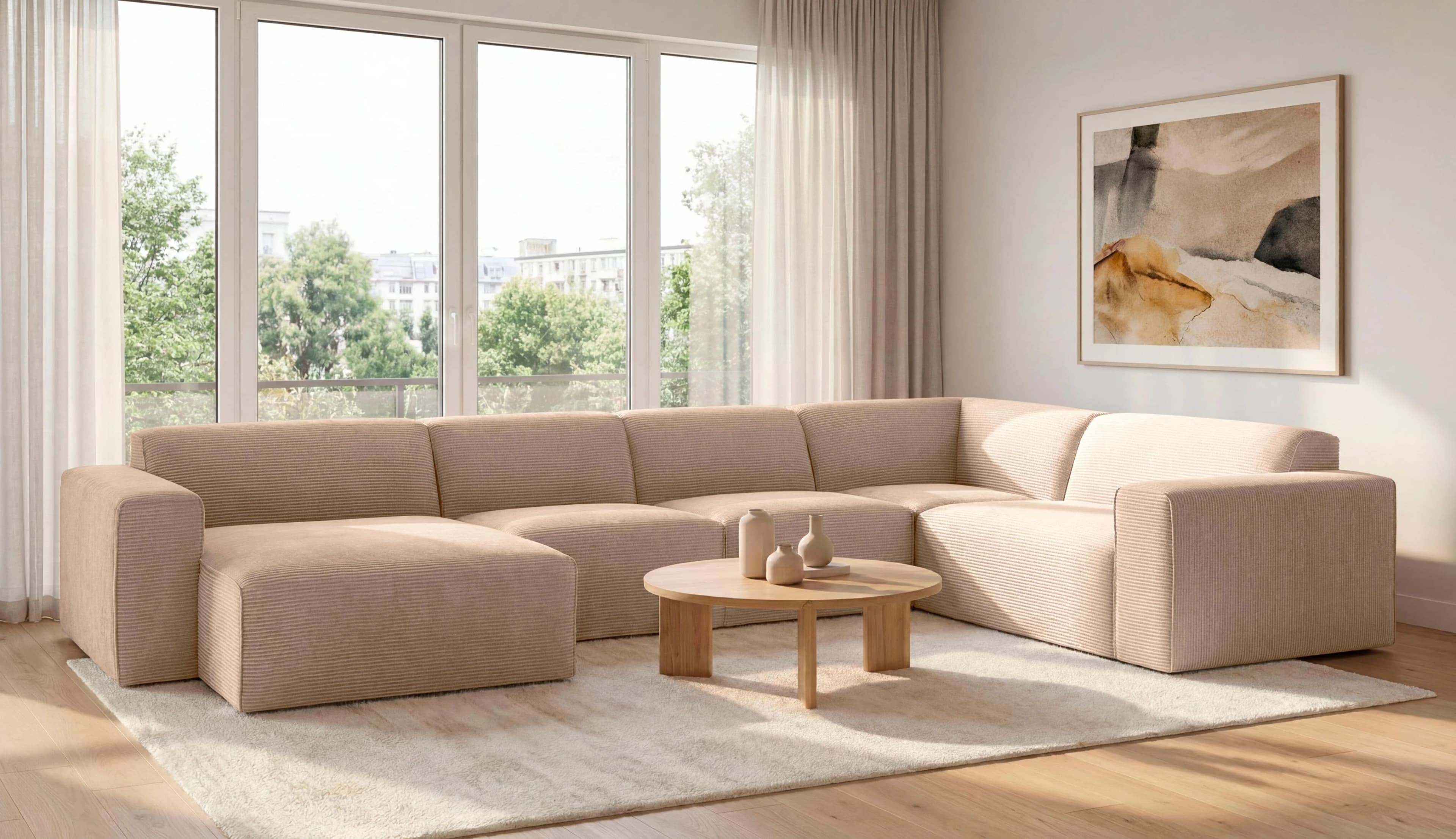 OTTO HOME Clayton Wohnlandschaft U-Form Beige Cord