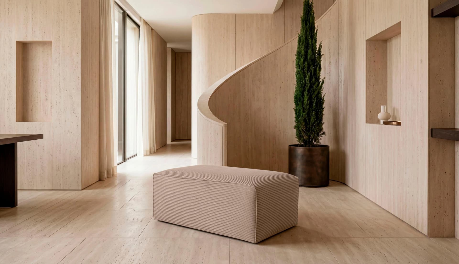 OTTO HOME Polsterhocker Clayton Cord-Bezug Sand-Beige