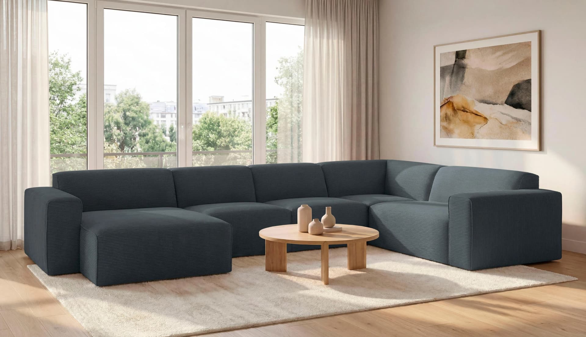 OTTO HOME Clayton Wohnlandschaft U-Form Grau Cord