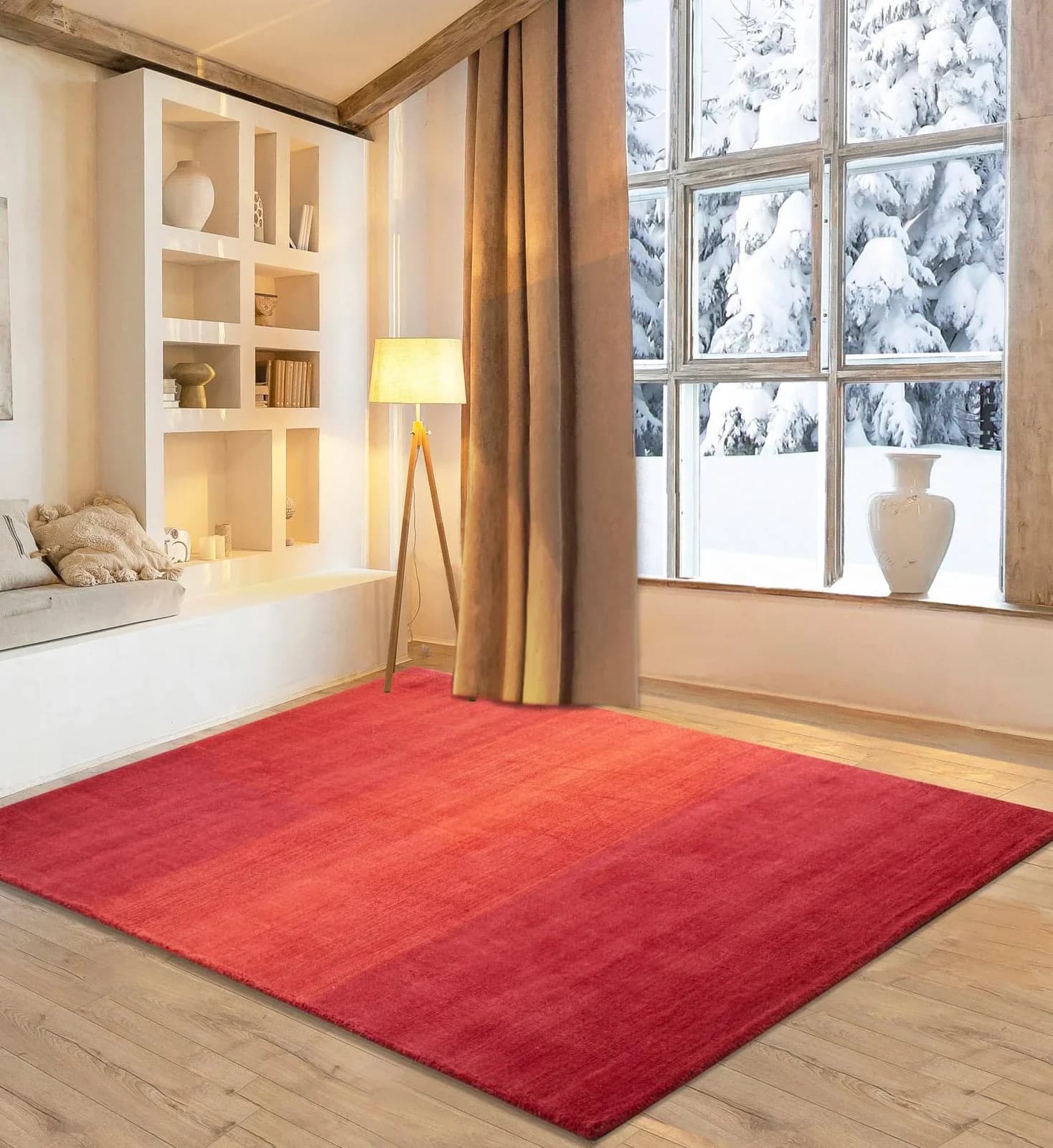 OTTO HOME Wollteppich Lessach Rot Handgewebt 190x290cm