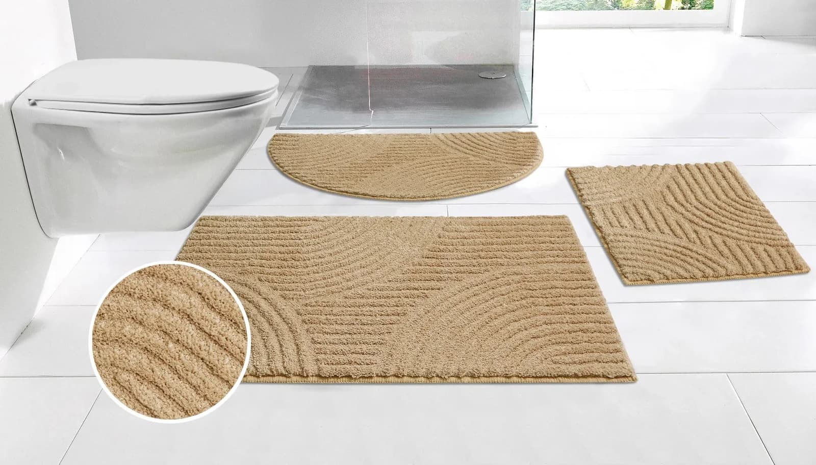 Badematte MY HOME Ognon, Scandi, Boho, modernes Muster, beige, gemustert