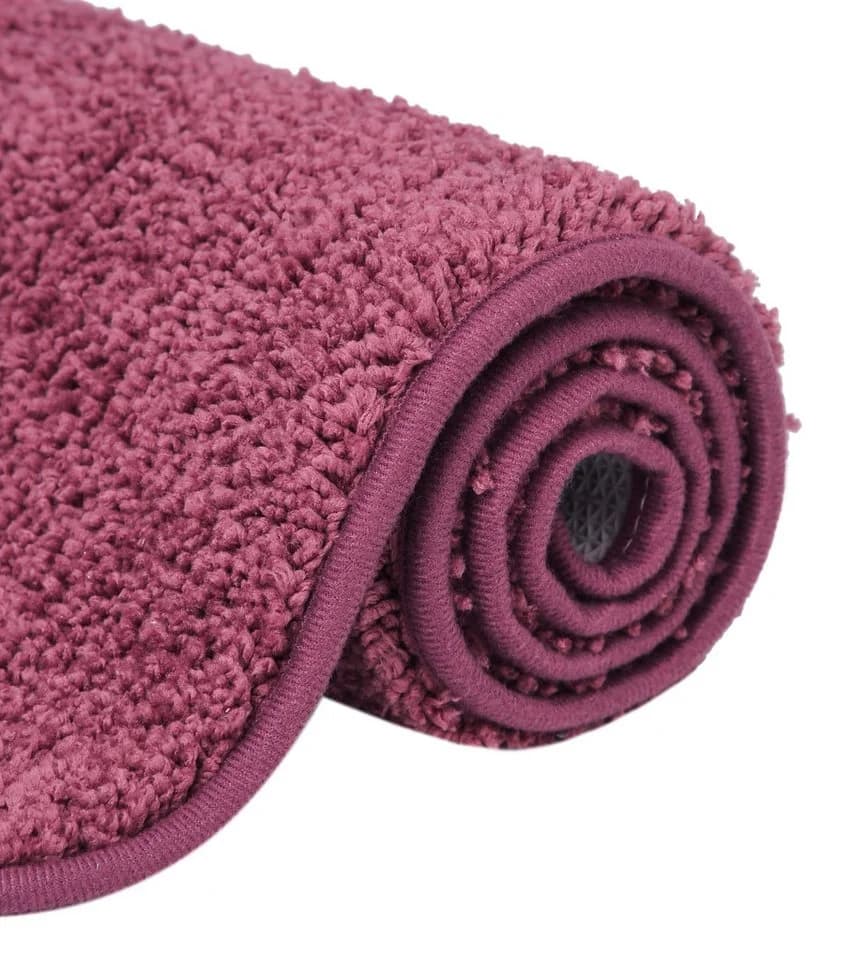 Badematte Polyester Rot (Bordeaux) Uni Rechteckig Halbrund - Bild 5