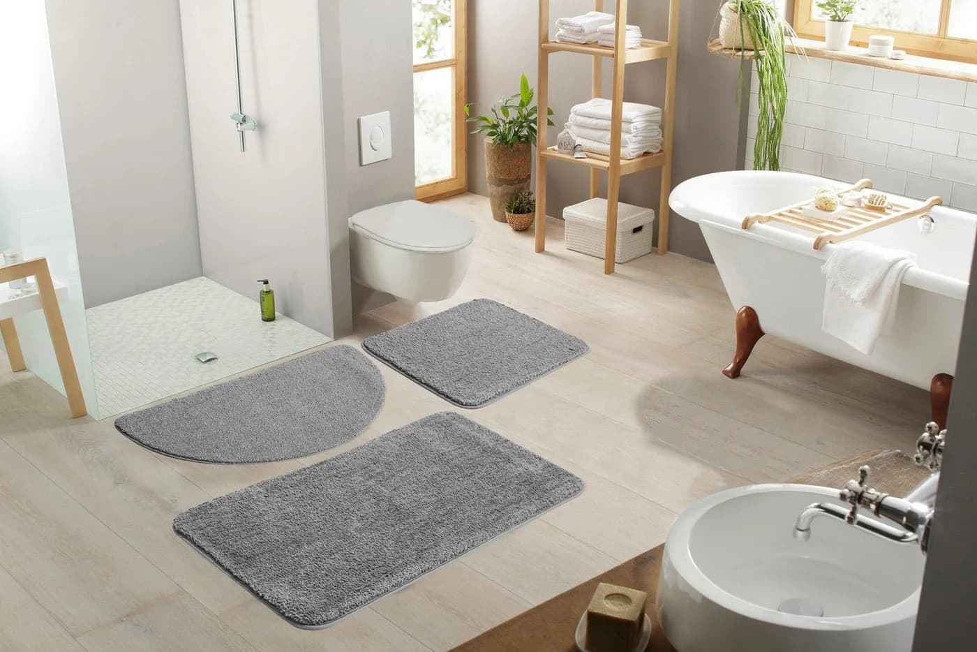 OTTO home Badematte Regona Grau Polyester Rutschhemmend