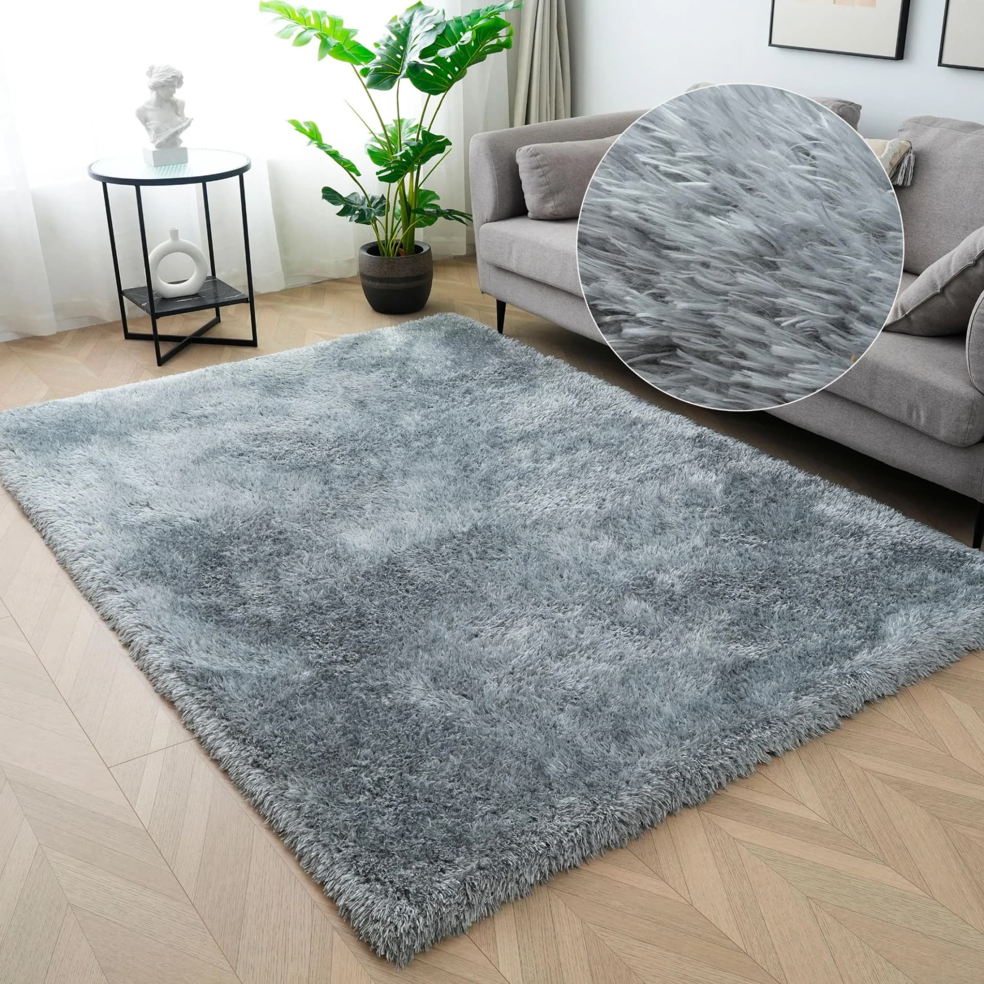Hochflor-Teppich Micro Shaggy my home Grau